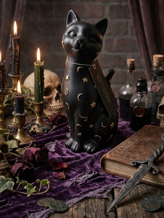 Rachel Zoe Other - Rachel Zoe Zodiac Black Cat Halloween 10" Figurine Stars & Moon NEW